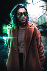 Scifi Girl With Skull Glasses 4k (640x1136) Resolution Wallpaper