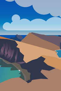 Sea Side Island Minimal (1080x2280) Resolution Wallpaper