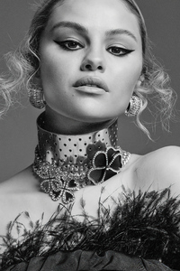 480x854 Selena Gomez Vogue Singapore Monochrome 4k