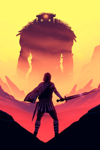Shadow Of The Colossus Fan Art Illustration (1080x2160) Resolution Wallpaper