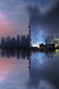 Shangai Day Night (360x640) Resolution Wallpaper