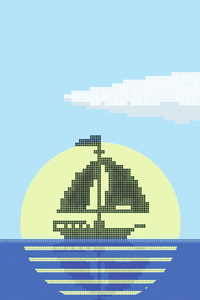 Ship Pixel Art 5k (640x960) Resolution Wallpaper