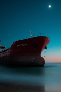 640x960 Ship Sea Night Sunset Lake Reflection Water