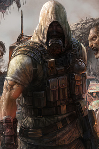 Shooter And Zombie (480x854) Resolution Wallpaper