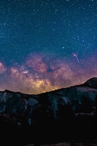 1125x2436 Shooting Star Milkway Galaxy Night Sky 4k