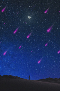 Shooting Stars Adorn The Night Sky (2160x3840) Resolution Wallpaper