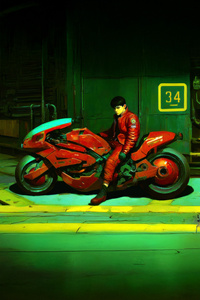 Shotaro Kaneda On Bike (800x1280) Resolution Wallpaper