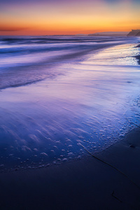 320x568 Silent Beach Wave Sunset 4k