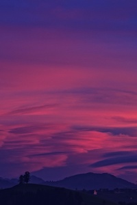 Silhouette Beautiful Clouds Photo Pink 4k