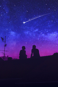 1080x2160 Silhouette Couple About The Stars