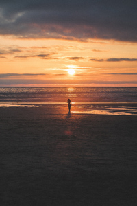 Silhouette Sunset Horizon Lonely Girl