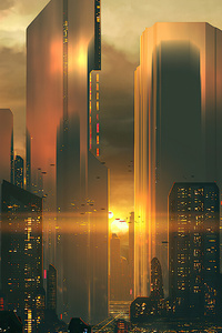 Silhouettes Of Future City 4k (1080x1920) Resolution Wallpaper