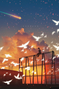 Sitting Alone Dreaming Beyond The Sky (1440x2960) Resolution Wallpaper