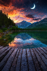 Skies Over Crystal Waters (480x854) Resolution Wallpaper