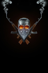 Skull And Guns (640x960) Resolution Wallpaper