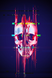 Skull Glitch 8k (1080x2280) Resolution Wallpaper