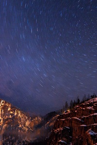 Skyscape Mountains Long Exposure (480x854) Resolution Wallpaper