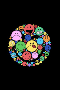 Smile Circle Minimal Emojis Oled 5k (320x568) Resolution Wallpaper