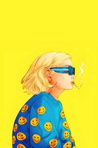 Smiley Hoodie Girl Sunglasses (320x568) Resolution Wallpaper