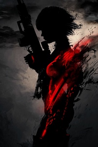 Sniper Artwork Dark Red 4k (240x320) Resolution Wallpaper