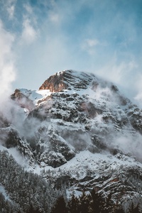 Snow Covered Mountain Peak 5k (240x320) Resolution Wallpaper