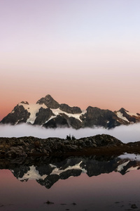 Snowy Mountains And Still Water (720x1280) Resolution Wallpaper