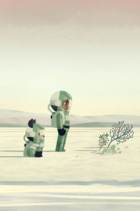 Space Explorer And Robot Dog (1080x1920) Resolution Wallpaper