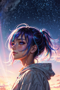 Sparkling In Eyes Anime Girl 5k (1080x2280) Resolution Wallpaper