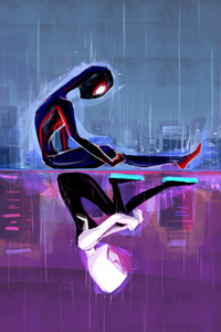 Spider And Gwen Gravity Defying Stunt (2160x3840) Resolution Wallpaper