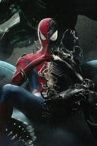 Spider And Venom Lethal Protector (320x568) Resolution Wallpaper