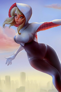 Spider Gwen Digital Art 4k (640x960) Resolution Wallpaper