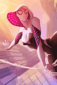 Spider Gwen Digital Artwork 4k (480x800) Resolution Wallpaper