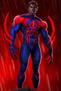 Spider Man 2099 Cityscape Soar (1280x2120) Resolution Wallpaper