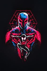 Spider Man 2099 Joins Forces With Miles Morales (360x640) Resolution Wallpaper
