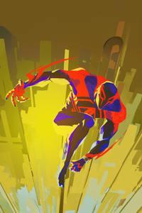 Spider Man 2099 Soaring Above The Futuristic (1440x2560) Resolution Wallpaper