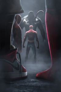 Spider Man And Miles Shoes (750x1334) Resolution Wallpaper