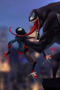 Spider Man And Venom (1080x2160) Resolution Wallpaper