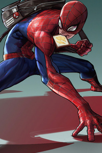 Spider Man Eating Butter Toast (1080x2160) Resolution Wallpaper