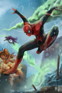 Spider Man Far From Home Fan Art 4k (640x1136) Resolution Wallpaper