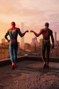 Spider Man Guides The Young Hero (640x1136) Resolution Wallpaper