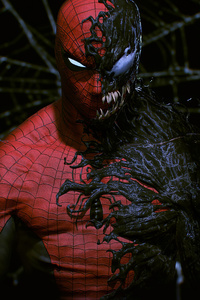 Spider Man Inside Venom (1280x2120) Resolution Wallpaper
