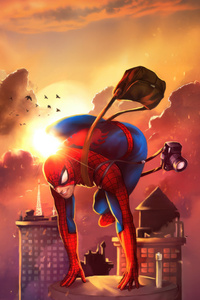 Spider Man Late For Work (800x1280) Resolution Wallpaper