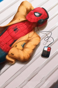 Spider Man Listening To Music (480x854) Resolution Wallpaper