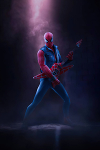 Spider Man Playing Guitar 4k (1125x2436) Resolution Wallpaper