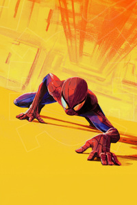 Spider Man Striking Cityscape (1280x2120) Resolution Wallpaper