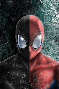 Spider Man Two Face Mask (360x640) Resolution Wallpaper