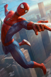 Spider Man Up In The Air (320x568) Resolution Wallpaper