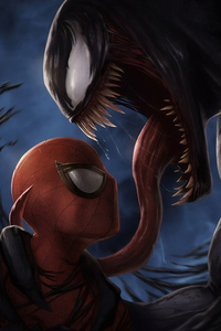 Spider Man Vs Venom (1125x2436) Resolution Wallpaper