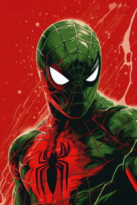 Spider Man With A Bold Red Logo (240x320) Resolution Wallpaper