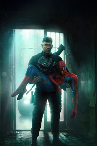 Spider Man X Punisher Crossover (750x1334) Resolution Wallpaper